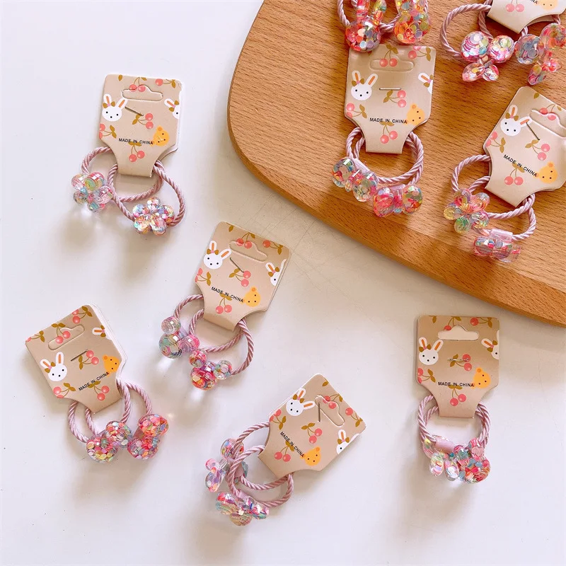 1 Satz Frühlings farbe niedliche elastische Haar bänder für Kinder Blumen haargummi mädchen Cartoon Hase Haar Gummiband Baby Haarschmuck – Detail 4