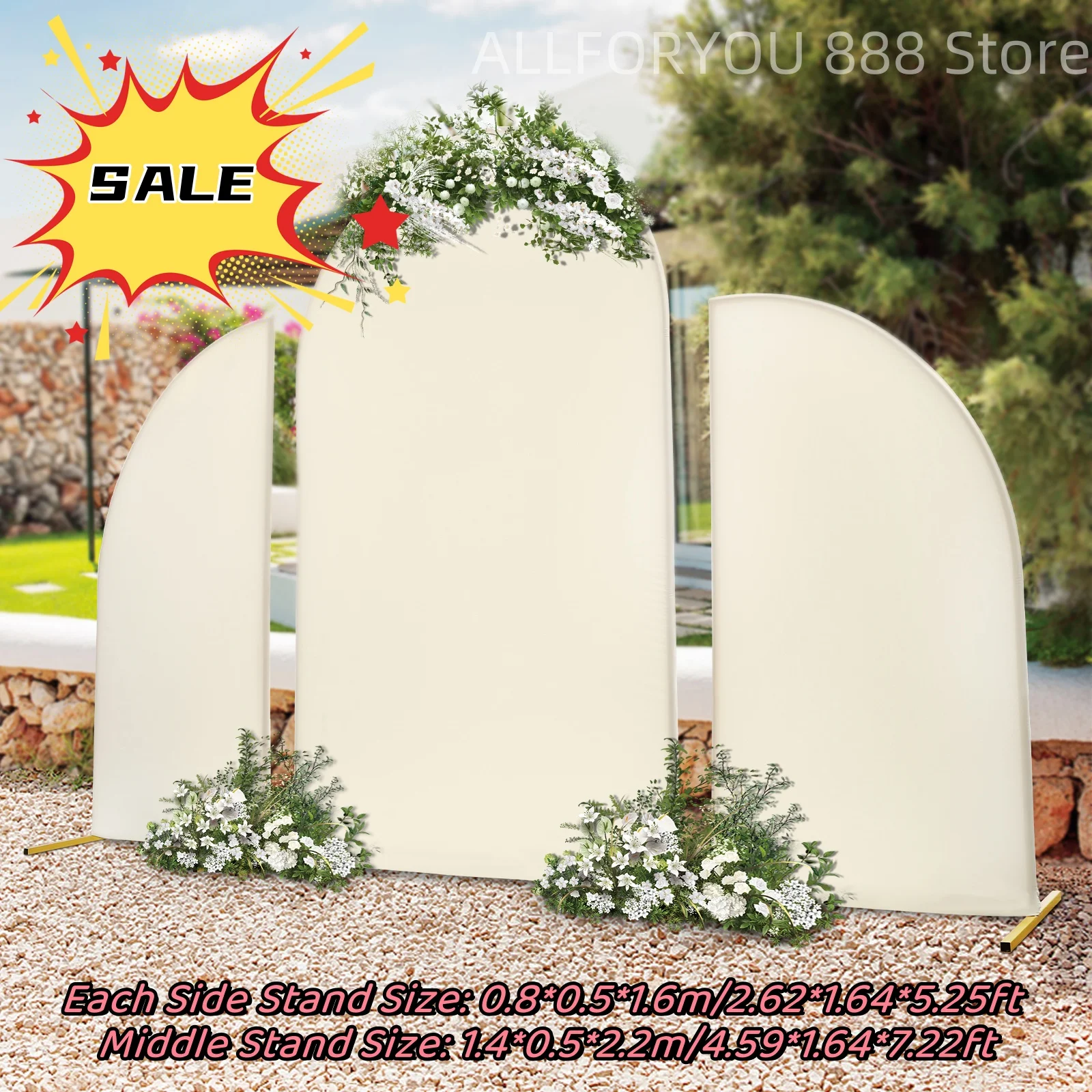 4.59*1.64*7.22ft Wedding Arch Backdrop Stand Set 5kg Load-bearing Capacity Gold&Beige/Gold&Pink/Gold&White