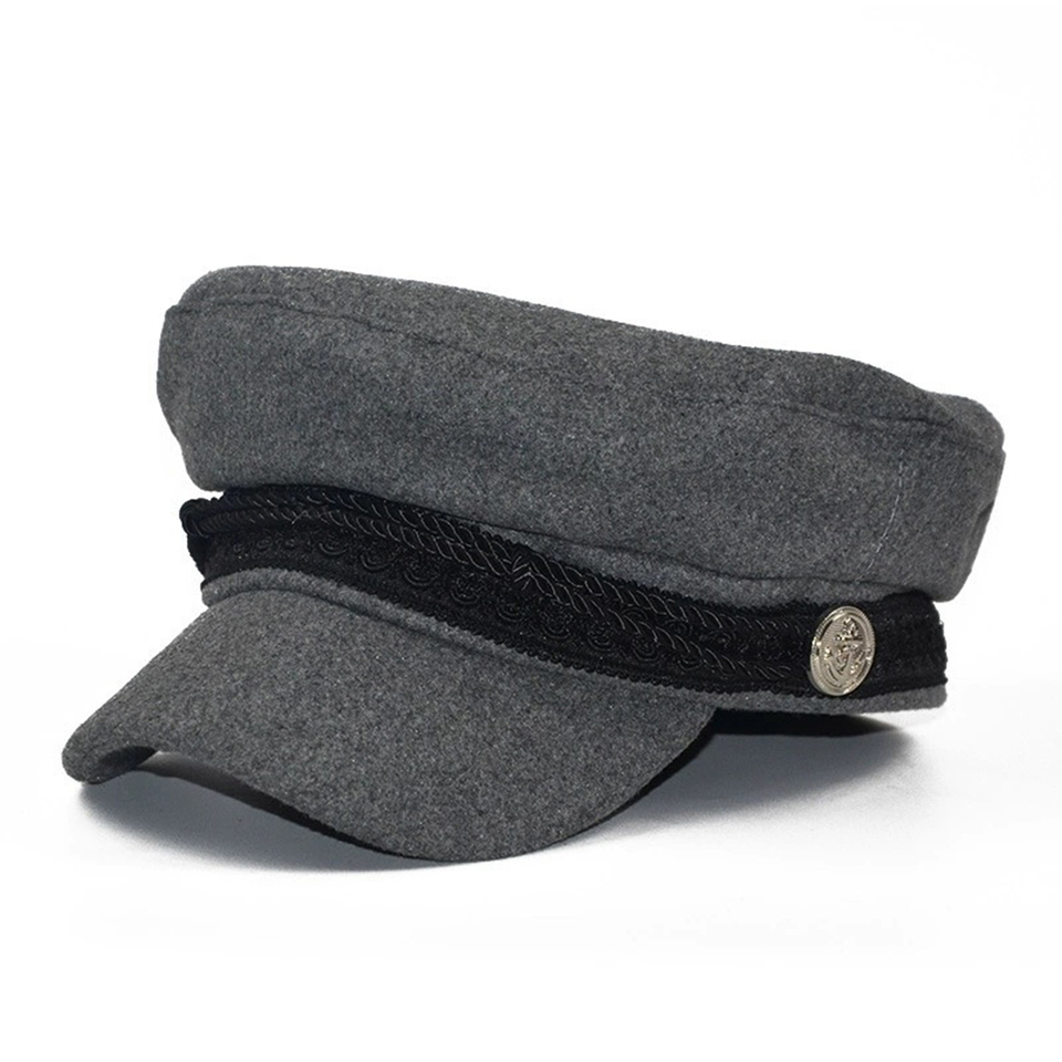 Fashion Women Men Beret Hat Spring Autumn Sailor Black Octagonal Cap Top Travel