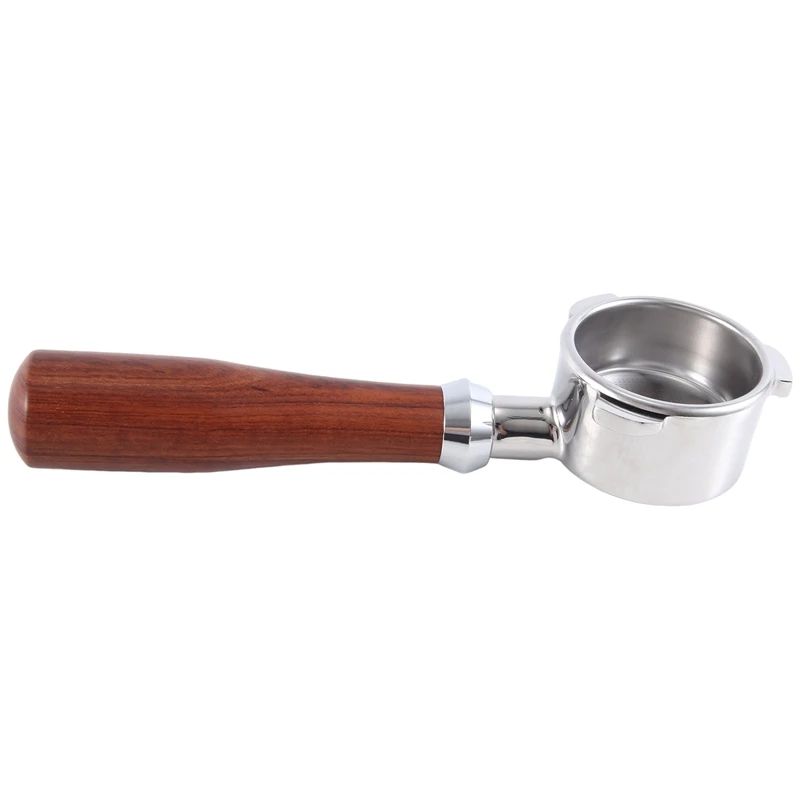 

1 PCS 54Mm Bottomless Portafilter Espresso Machine Wooden Three Ear Handle Stainless Steel For 870/875/878/880