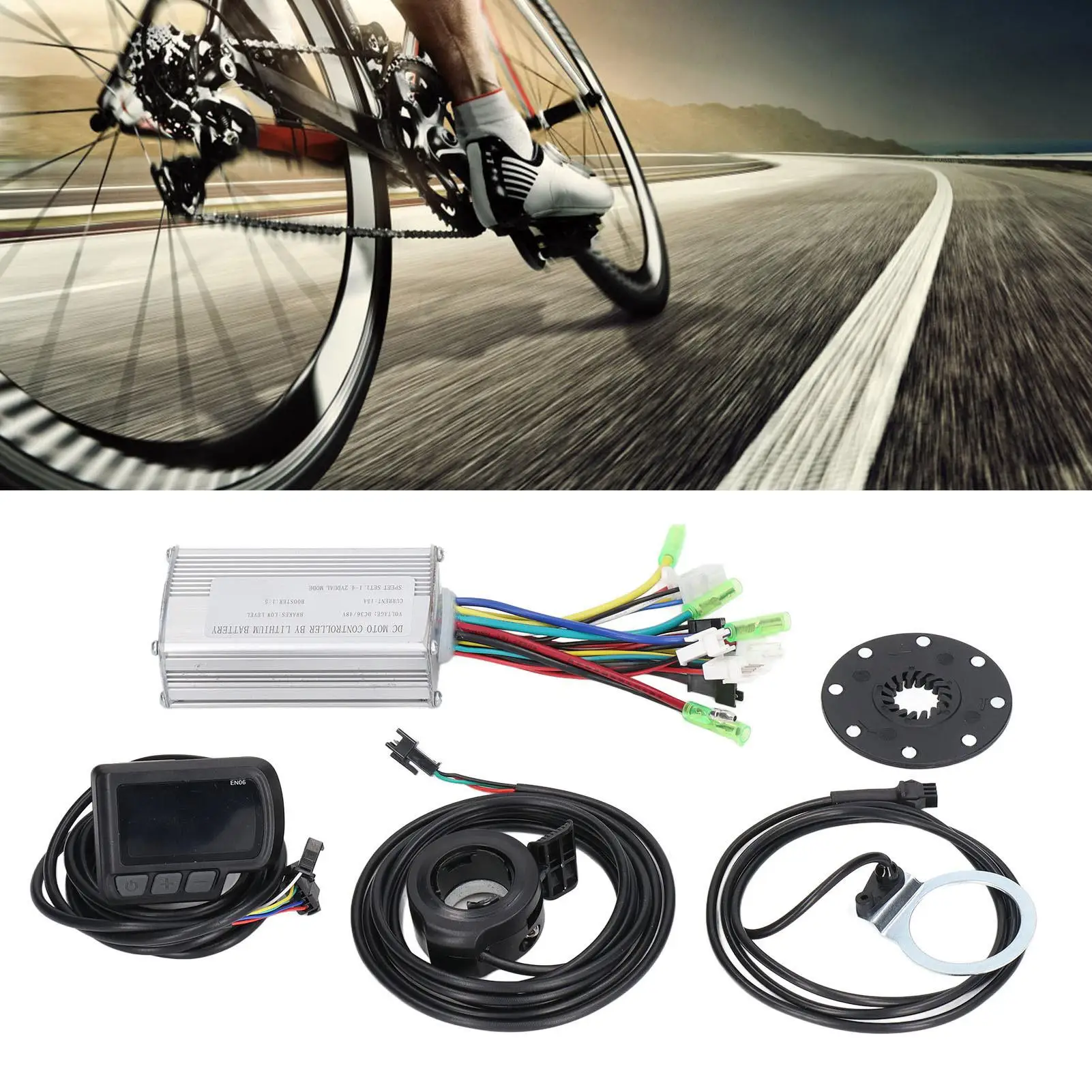 250/350W Electric Bike Controller Kit 36/48V 15A with Throttle & 10 Configurations-Complete Instrumentation Set