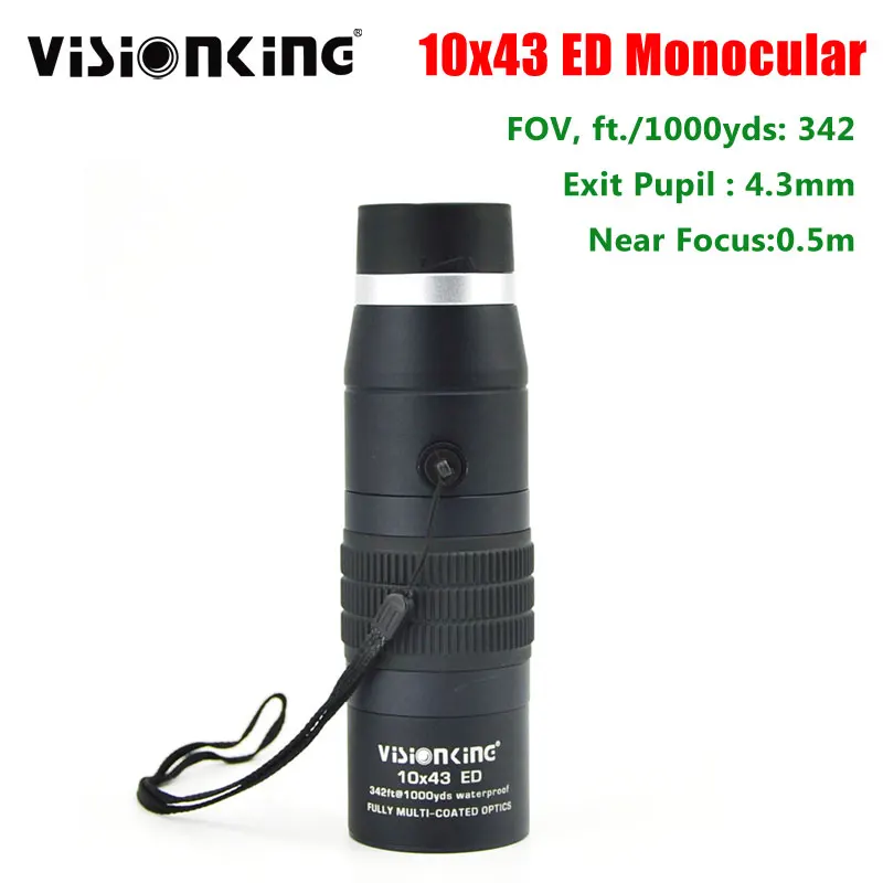 

Visionking 10x43 ED Professional Monocular Powerful Camping HD Guide Scope Hunting Metal Body Telescope Waterproof Roof Prism