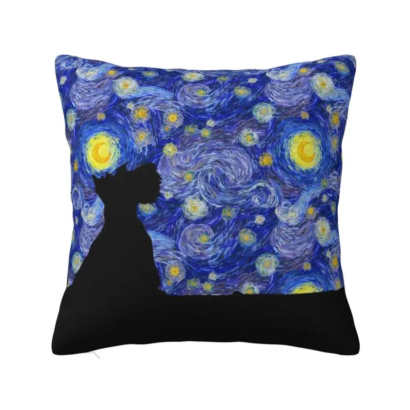 

Scottish Terrier Van Gogh Starry Night Cushion Cover 40x40cm Scottie Dog Velvet Modern Pillows Decoration Salon