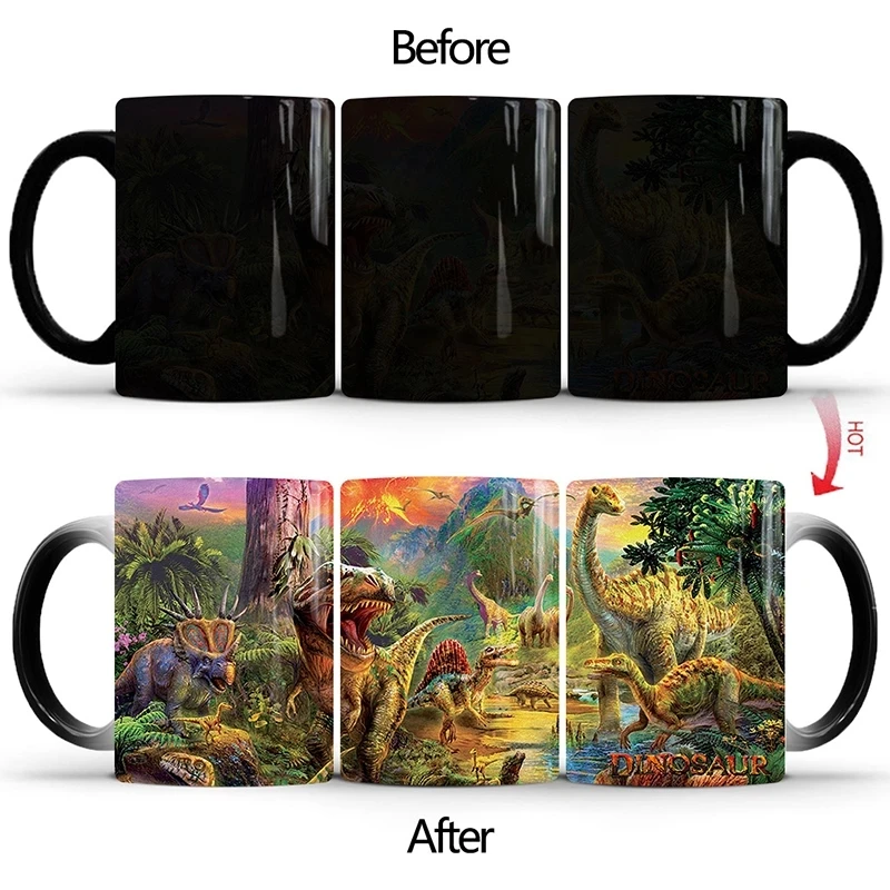 1Pcs New 11oz Dinosaur Color Changing Mug Coffee Milk Cup Gifts for