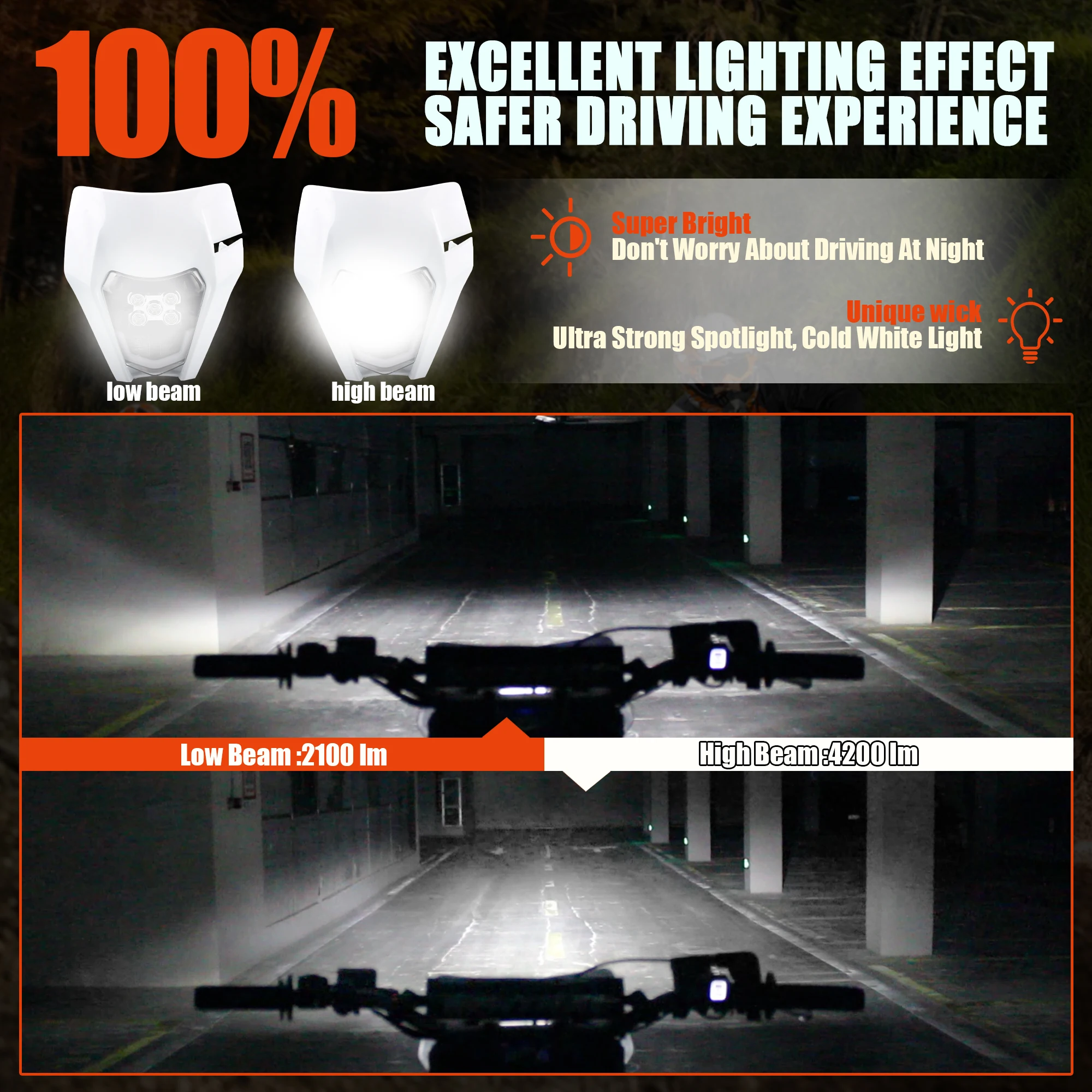 Motorcycle Headlight For KTM LED Supermoto High Low Beam EXC XC SX MX XC 125 250 300 450 Enduro Motocross