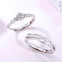 

S925 Sterling Silver Couple Rings A Pair of Rings Couple Models Wedding Diamond Ring Adjustable Anillos Mujer Anillos Mujer