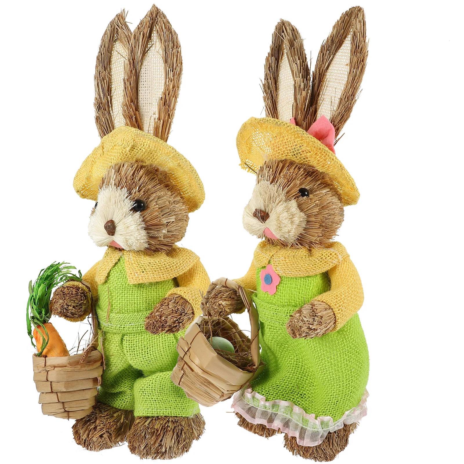 

35cm Easter Straw Standing Rabbits Hand Woven The Gift Ornament Festival Party Garden Home Decoration