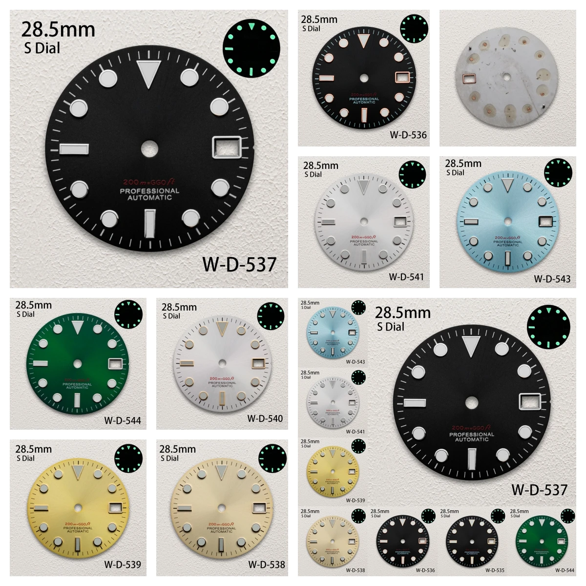 Horloge accessoires 28.5MM C3 groene lichtgevende wijzerplaat geschikt voor NH36 mechanische wijzerplaatmodificatie met s-logo