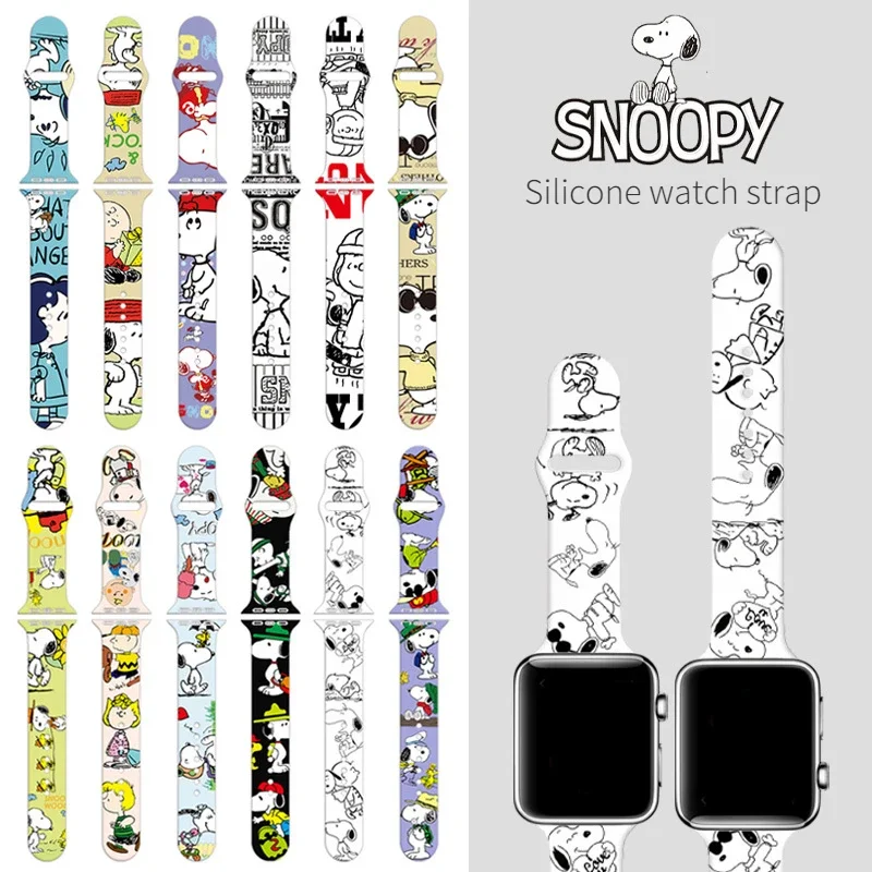 Cinturino In Silicone Per Cartoni Animati Snoopy Per Cinturino Apple Iwatch 44Mm 45Mm 42Mm 40Mm 38Mm 41Mm Bracciale Apple Watch 6 5 3 Se 7 Accessori