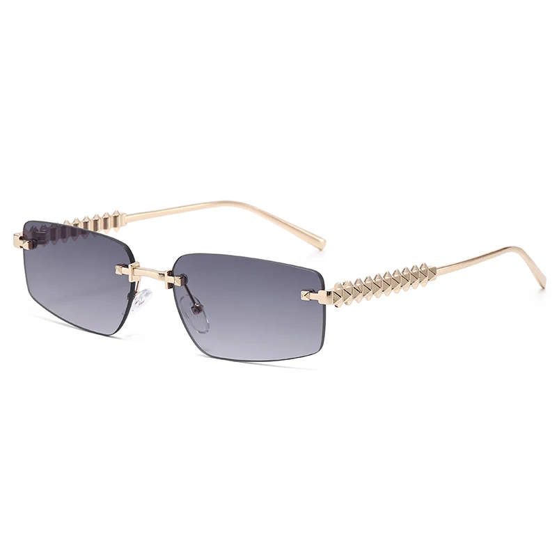 Rimless Square Frame Punk Style Color Lens Vintage Eyewear