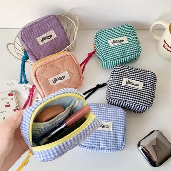 Mini portamonete scozzese Portafoglio piccolo per donna Borsa portaoggetti cosmetica portatile Porta rossetto da donna Custodia per carte Custodia per cuscino