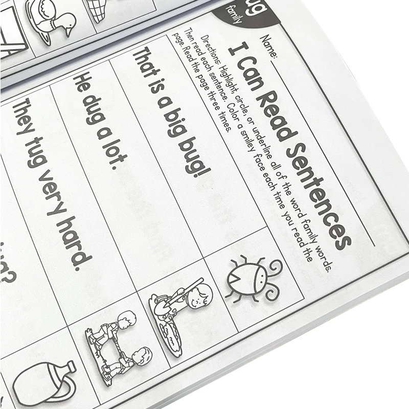Kids Children English Exercise Book Phonics Educational Workbook I Can Read Sentences Training Teacher Teaching Aids Montessori