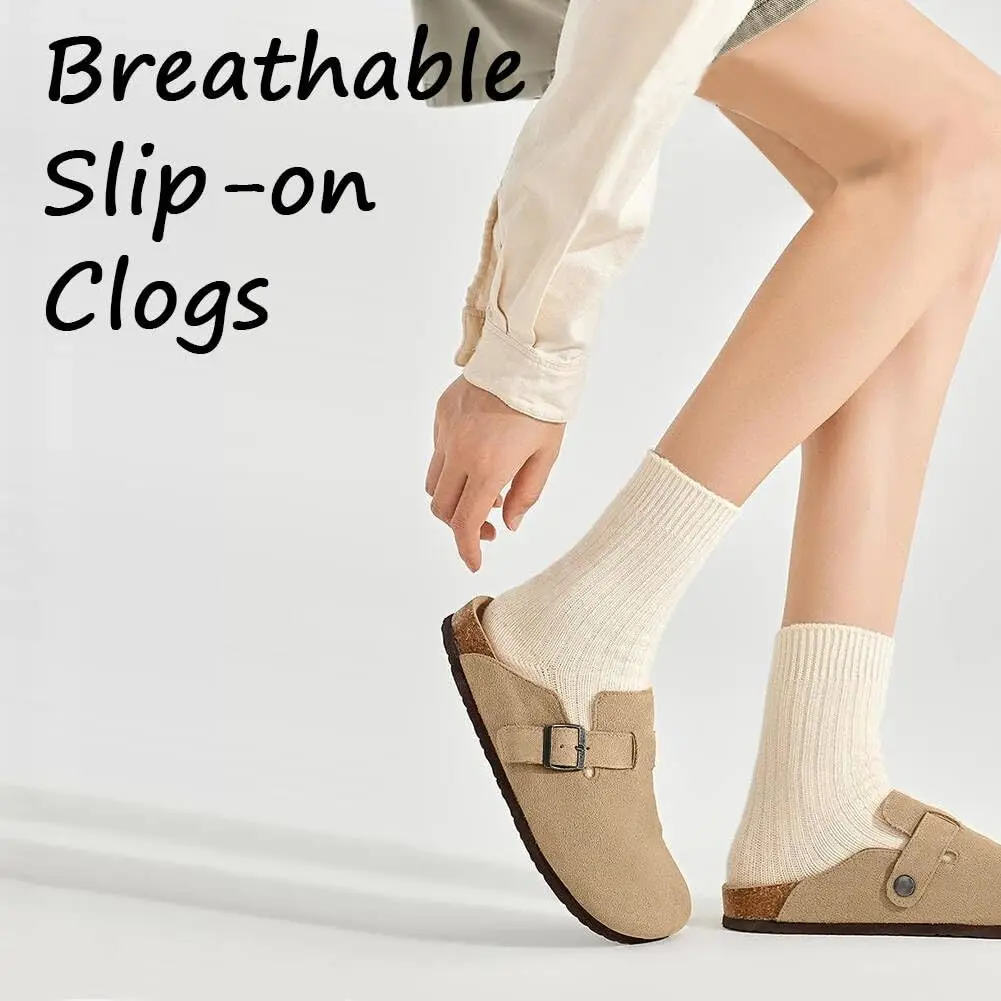 Crestar Cork Suede Mules Slippers For Women Fashion Men Clogs Shoes Classic Cork Antislip Outdoor Slippers With Arch Support Best Sellers In Shoes