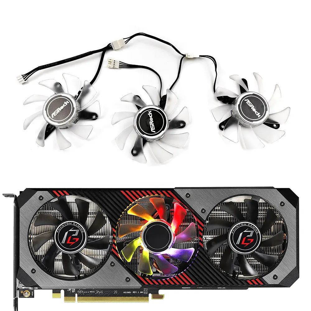 Ventola 3Pcs 75Mm Muslimamd Radeon Rx 5700 Xt Per Ventola Per Scheda Video Asrock Amd Radeon Rx 5700 Xt Phantom Gaming D 8Gb Oc