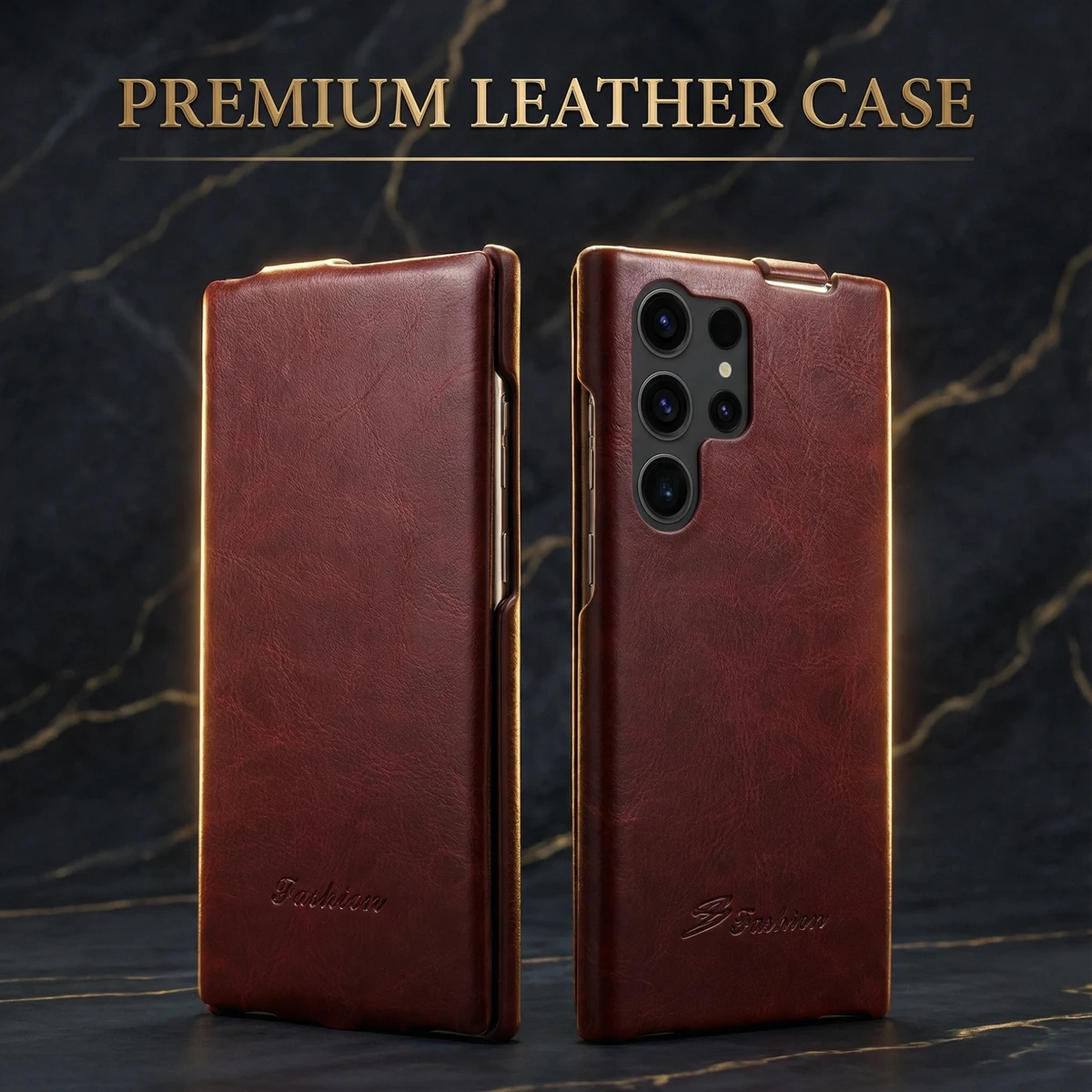 Vintage Matte Leather Flip Case - Vertical Anti-Knock Hard Back Cover