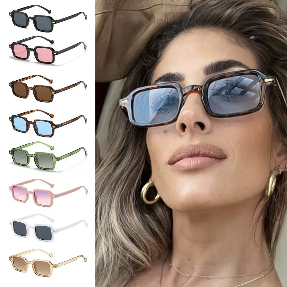 Eyewear Gradient UV400 Women Shades Men Sun Glasses Rivets Decoration Square Sunglasses