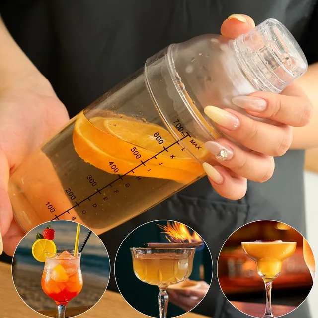 700ml Plastic Cocktail Shaker Bottles Fruit Juice Milk Tea Beverage Mixer Home Bar Utensils Wine Barware Transparent Drink Mixer 4