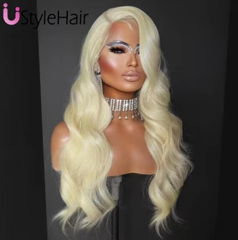 613 Blonde Lace Front Wig Long Body Wave Synthetic Hair Golded Blonde Wigs13x4 Glueless Daily Waer Heat Resistant Fiber Hair