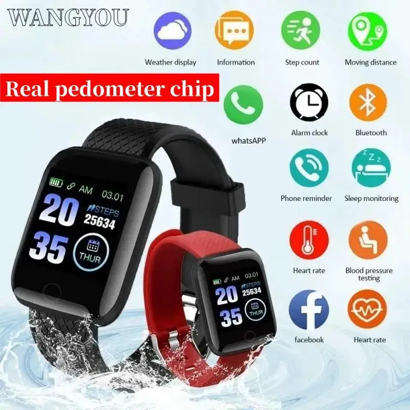 RealPedometerChipSmartWatchMenBloodPressureWaterproof