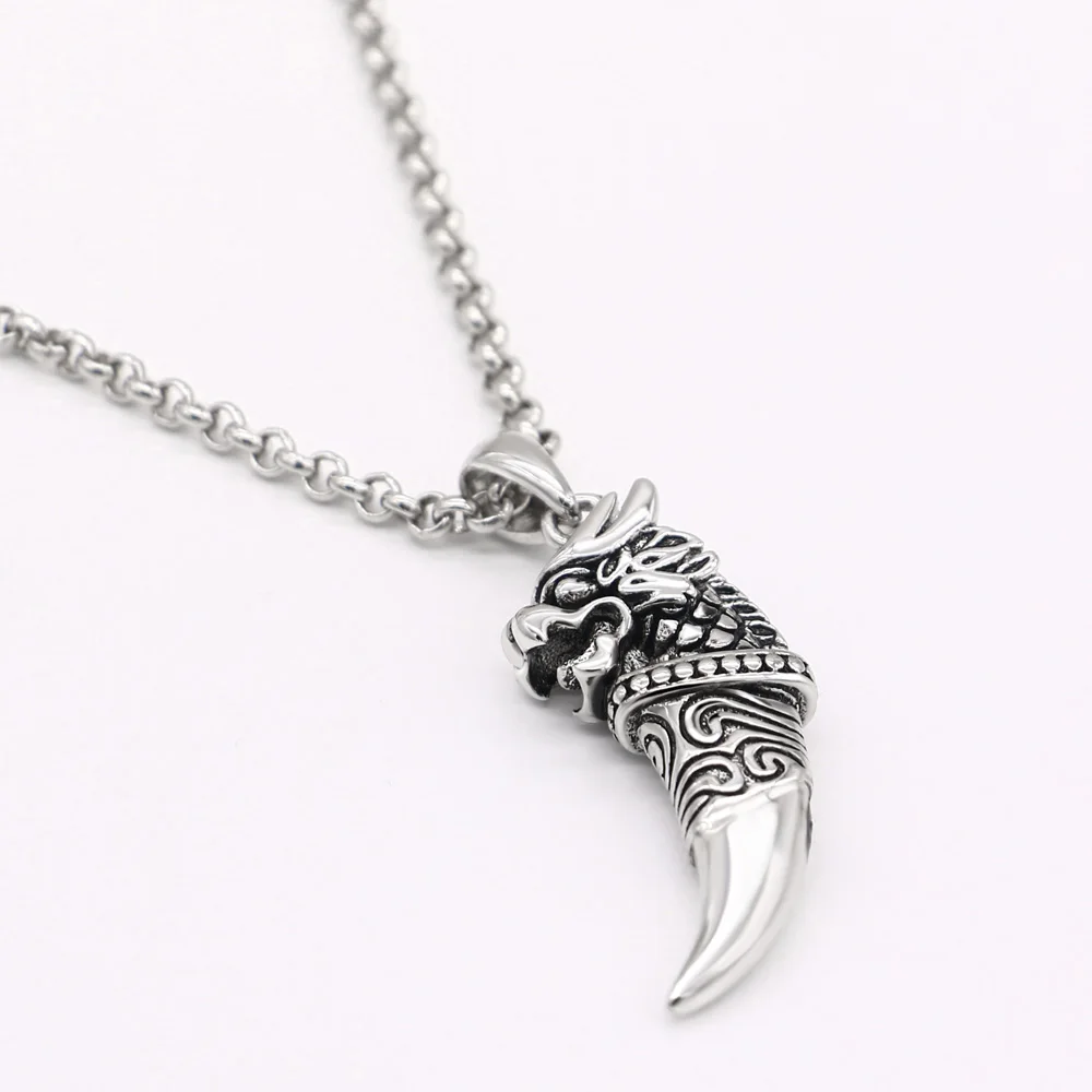 Vintage Available Link Chain 925 Sterling Silver Eagle Claw Necklace ​Hot Selling Men's Domineering Opening Wolf Tooth Jewelry