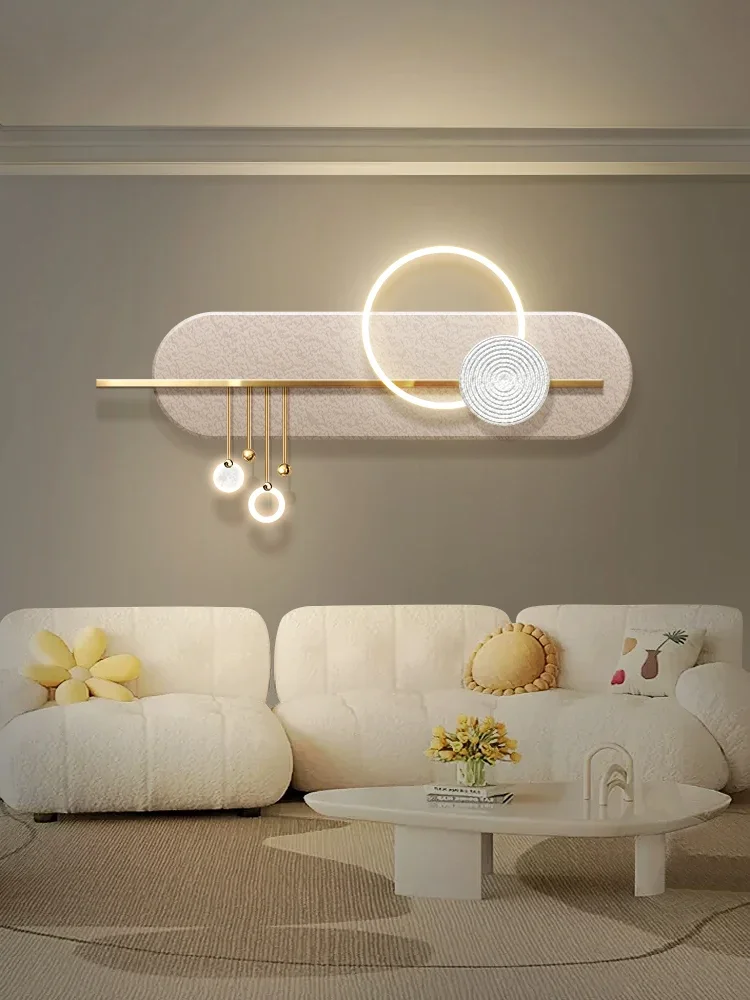 

Living Room Cream Style Sofa Background Wall Stereo Luminous Mural