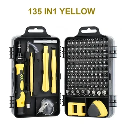 Ultimate Screwdriver and Magnetic Bit Kit with Electrical Remover and Repair Tools (135 in 1 Yellow)