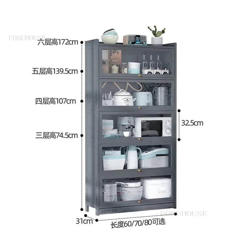 Modern Bamboo Kitchen Cabinets for Kitchen Furniture Household Tableware Storage Cabinet Multi-layer Shelf with Flip Door U