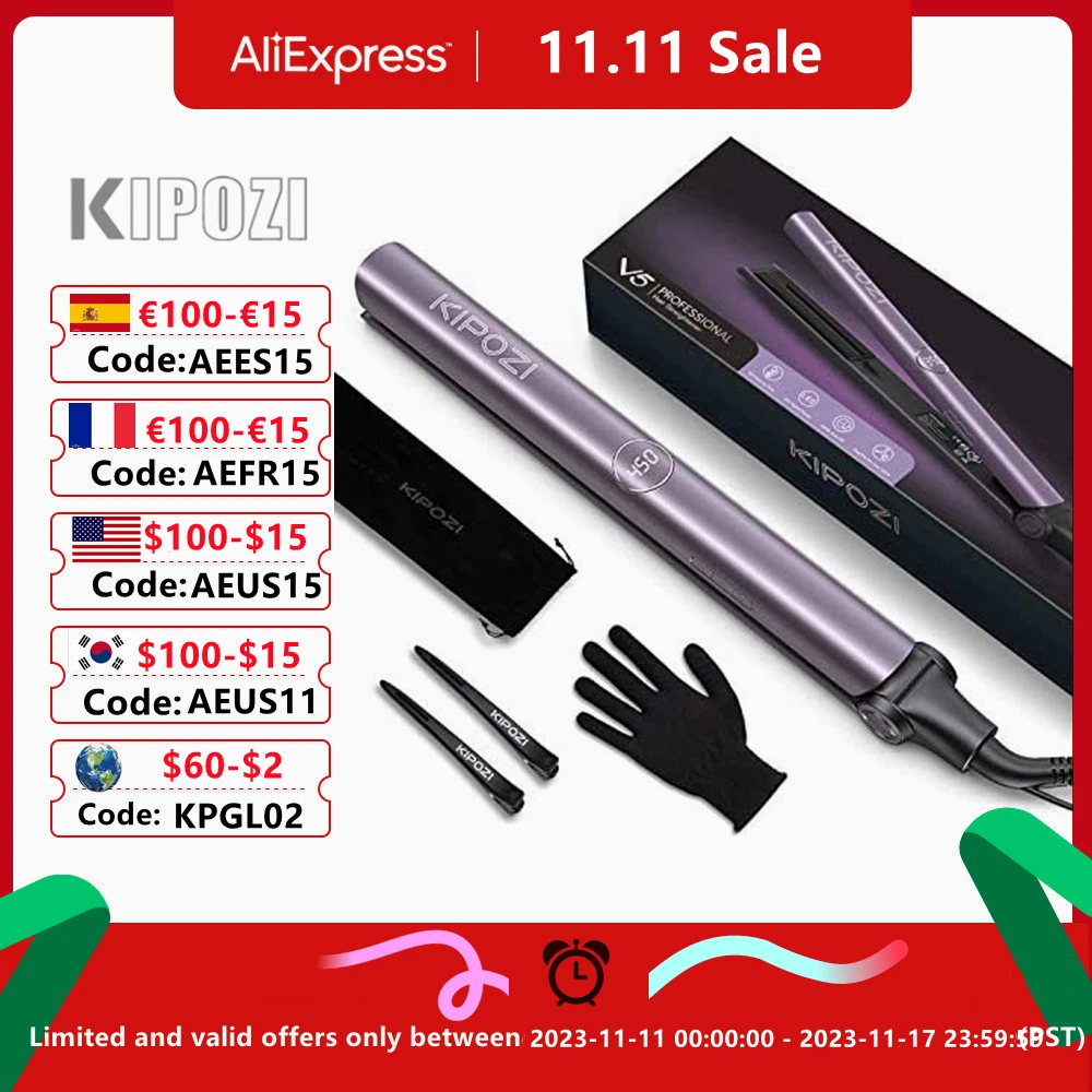 KIPOZIHairStraightenersFlatIronV5PTCTitaniumPlateNegativeIon