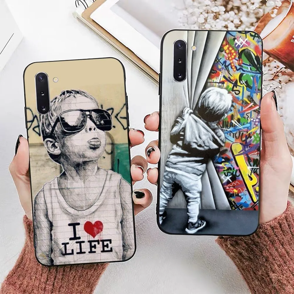 Custodia Per Telefono Street Art Banksy Graffiti Per Samsung Note 8 9 10 20 Pro Plus Lite M 10 11 20 30 21 31 51 A 21 22 42 02 03