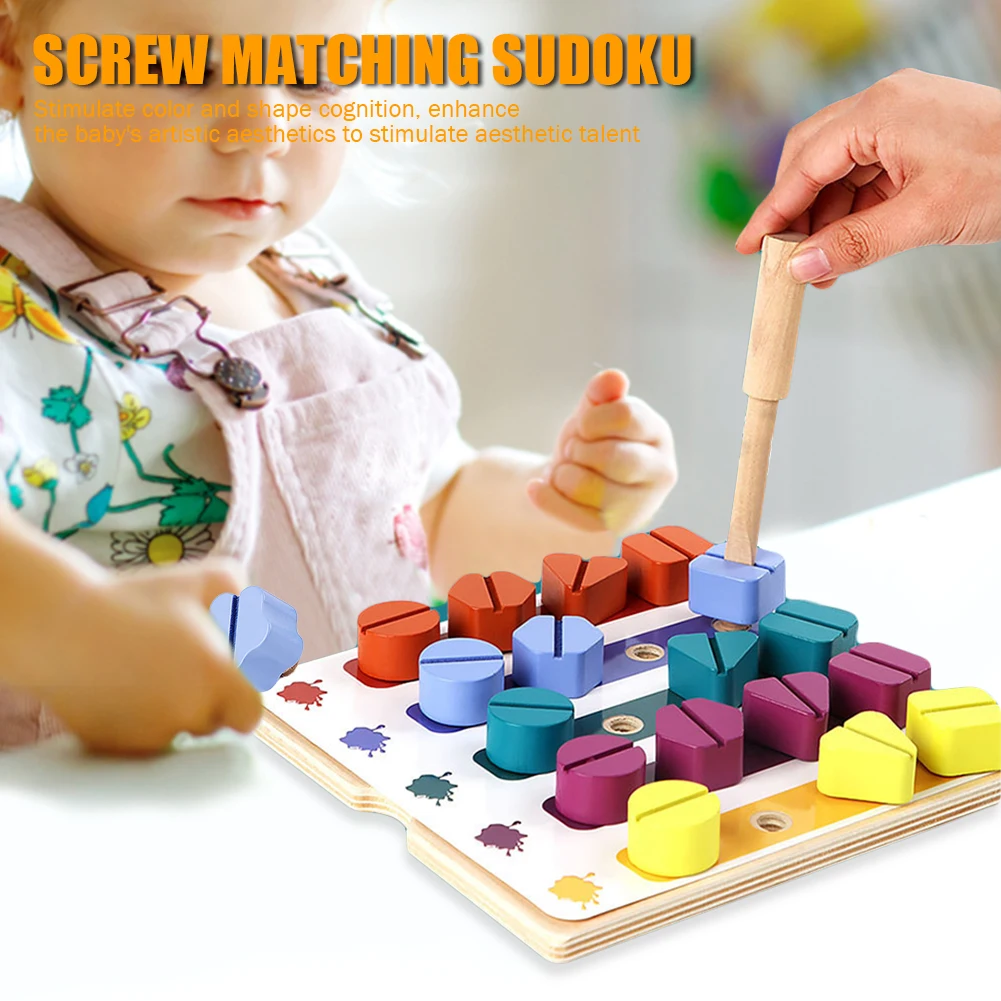 Wooden Screw Disassembly Toys Educational Screw Disassembly Assembly Shape Color Toys Montessori Interactive Game for Baby Gift