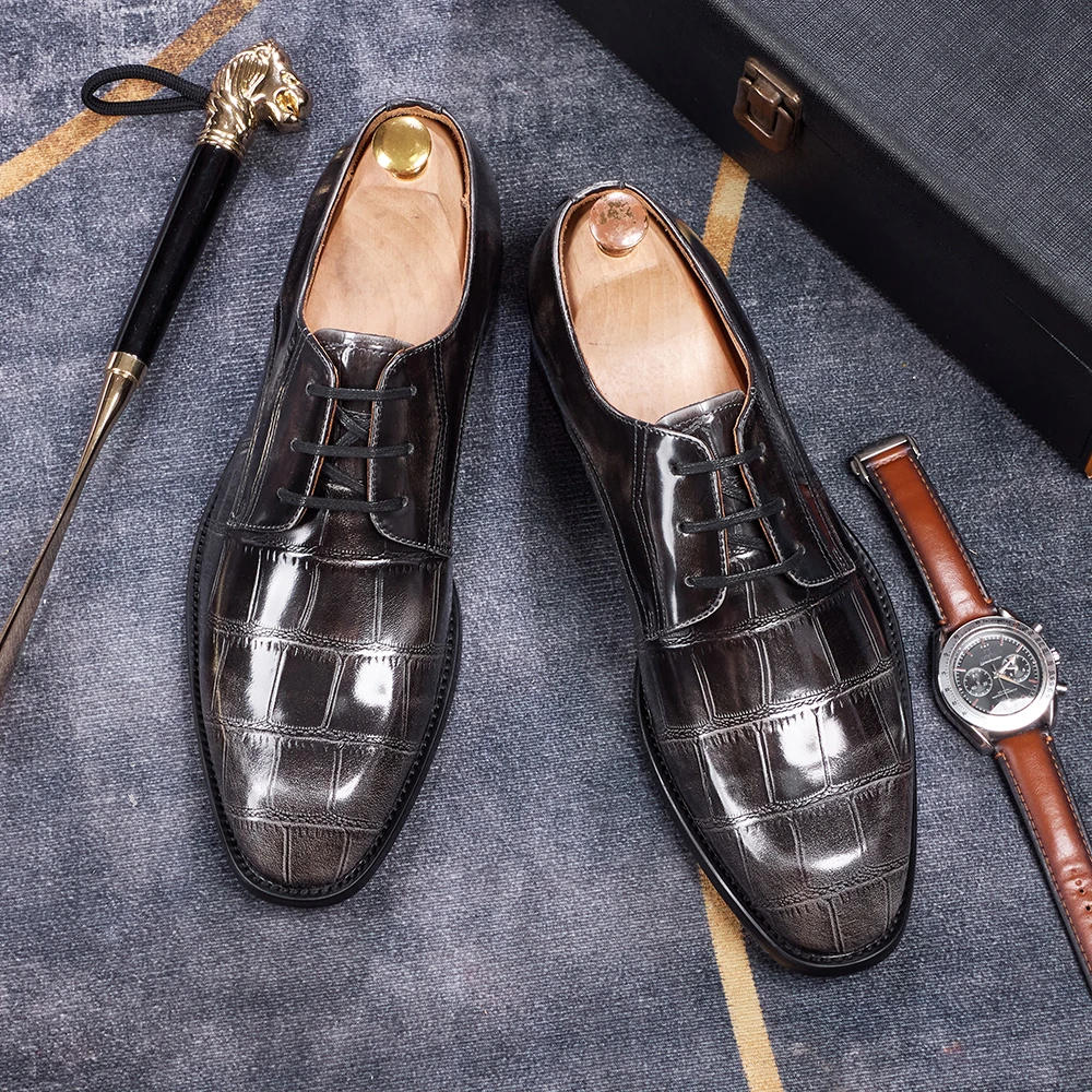 Formelle Oxford-Schuhe für Herren, komplett aus Rindsleder, hochwertige Außensohle aus echtem Leder, handgenäht, für Arbeit, Bankette, Hochzeiten – Detail 14