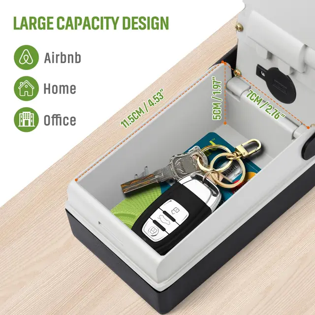 Key Lock Box for Outside with Light Up Dials Resettable Sturdy Waterproof Combination Key Holder Wall Mount Key Storage Box 6