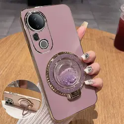 Fashionable Galvanized Quicksand Bracket Phone Case for Vivo V40e (PURPLE)