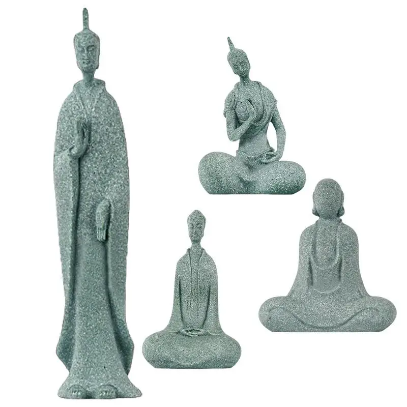 Zen Figurine Northern Wei Buda Figure Buddha Table Decor Resina Con Base Stabile Per Acquario Domestico Feng Shui Yoga Bonsai