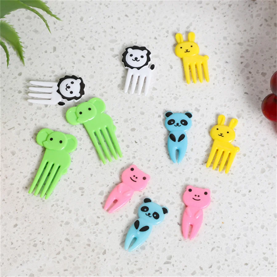 Description Picture 2 of item10pcs Animal Cute Fruit Fork Mini Cartoon Kids Snack Cake Dessert Food Pick Toothpick Bento Lunches Party Decor Random Color