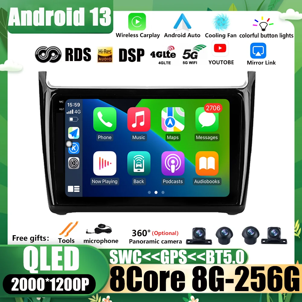 Car Radio Multimedia Video Android13 Per Volkswagen Vw Polo 5 Sedan 2008 - 2020 Player Navigation Gps Head Unit Carplay 4G