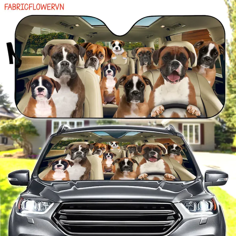 

Boxer Dog Car Sunshade, Boxer Dog Car Decoration, Dog Windshield, Dog Lovers Gift, Dog Car Sunshade, Gift For Mom, Gift For Dad