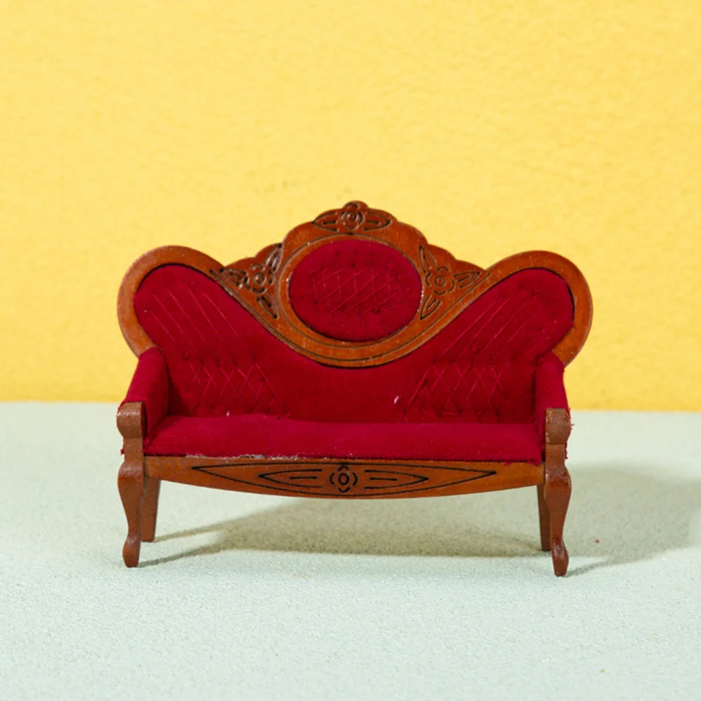 

3 Pcs Peach Armchair Decor for Living Room Mini House Sofa Accessory Simulation Miniature Wood Furniture