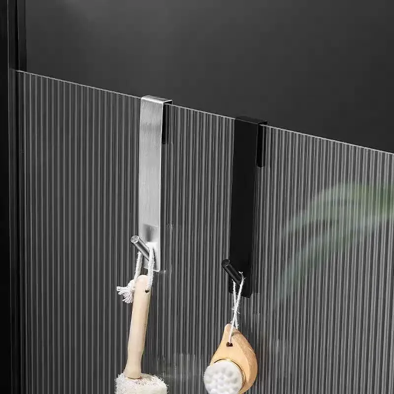 Stainless Steel Over Glass Door Shower Door Back Shower Towel Rack S-Shape Bathroom Bathrobe Hanger Holder Hooks