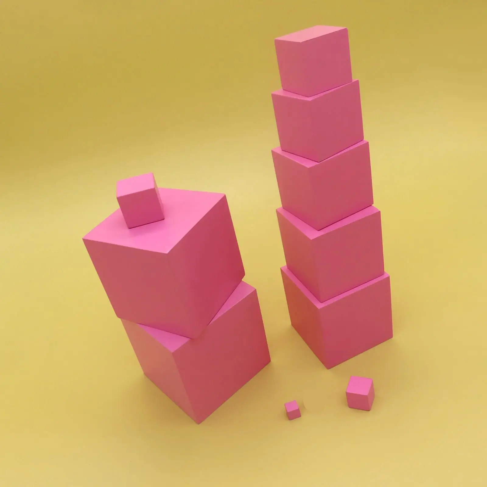 

Montessori Child Observation Pink Tower Wooden Board Game for Kids
