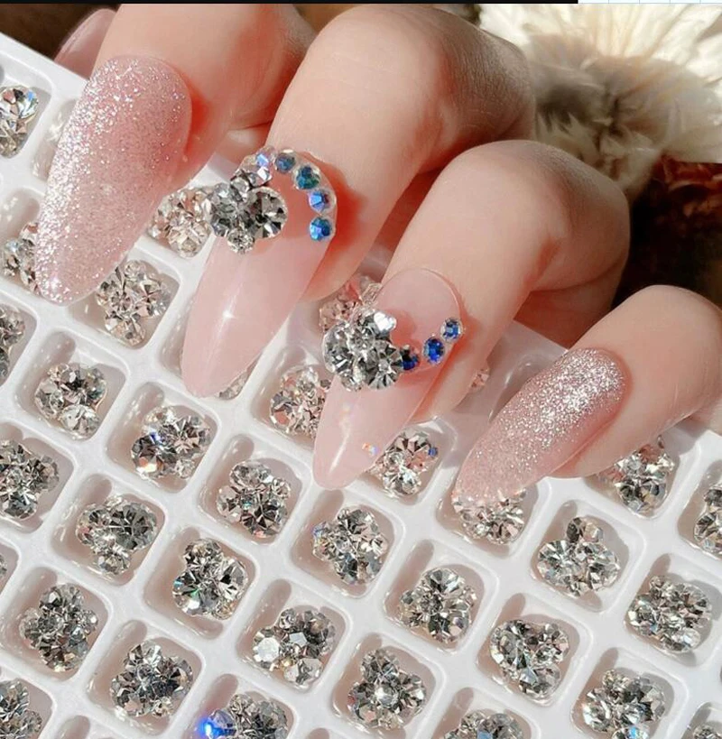 10Pcs 3D Shiny Pile Drills Nail Gem Rhinestones White Glitter Luxury Crystal Diamonds Nail Art Decorations DIY Jewelry Manicure 4