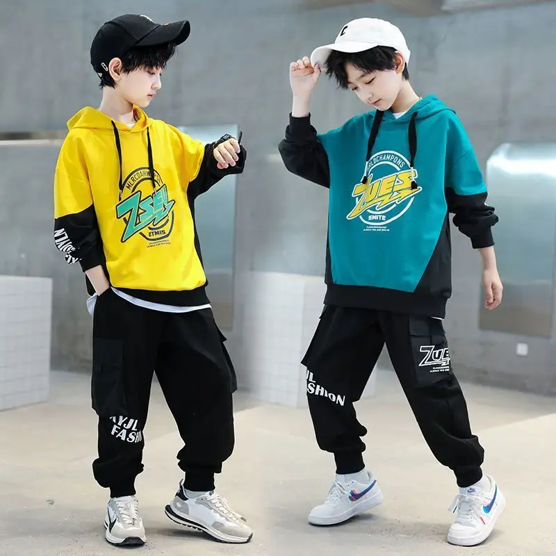 

2023 New Spring Autumn Childhood Suit Boys' student Sports Set Middle and Big children Fashion Trend kids Long sleeve clothing