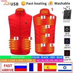 Winter 2022 Men's Infrared Heated Vest Outdoor USB Electric Jacket Sports Hiking Black Blue Red Heated Vest