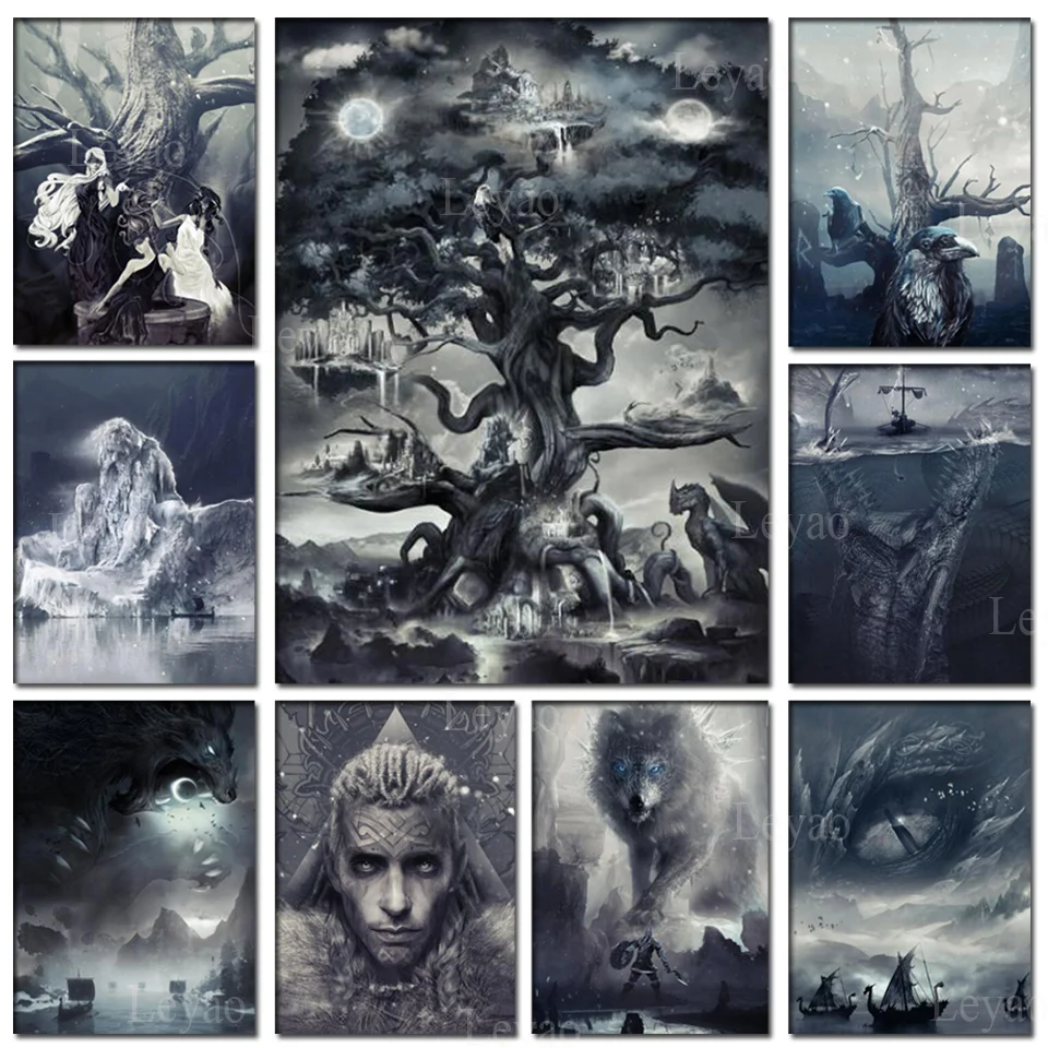 Yggdrasil Mondo norreno Albero Trapano completo Pittura diamante Mitologia  norrena Paesaggio fantasy Mosaico Ritratto Immagini per la decorazione  domestica - AliExpress, image size:960x960