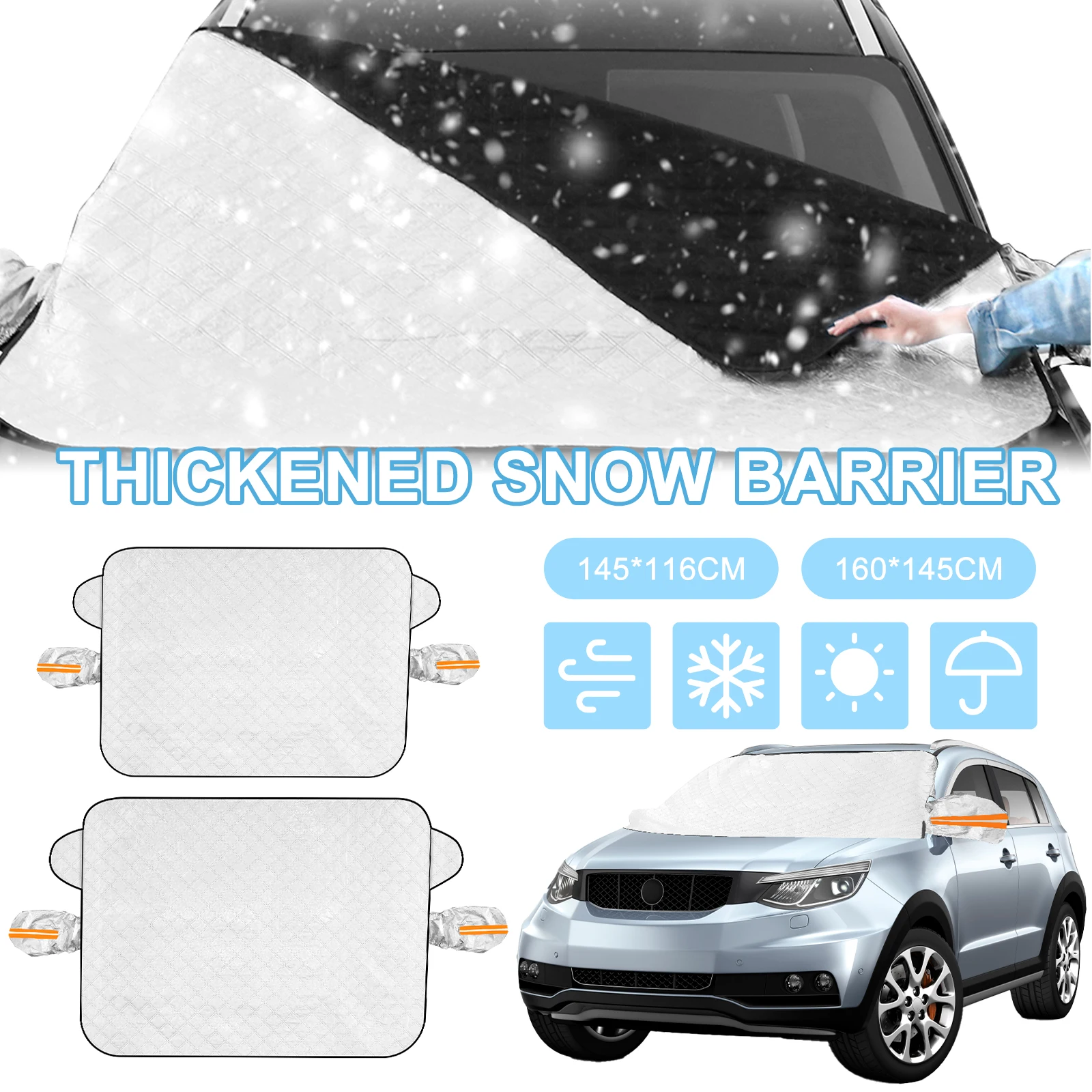 

Чехол на лобовое стекло для льда и снега всесезонный чехол на лобовое стекло чехол на зеркало заднего вида 63x57 дюймов лобовое стекло для внедорожника