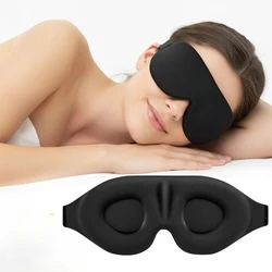 3D Contoured Sleep Mask - Breathable, Light - Blocking Eye Mask for Comfort (Black)