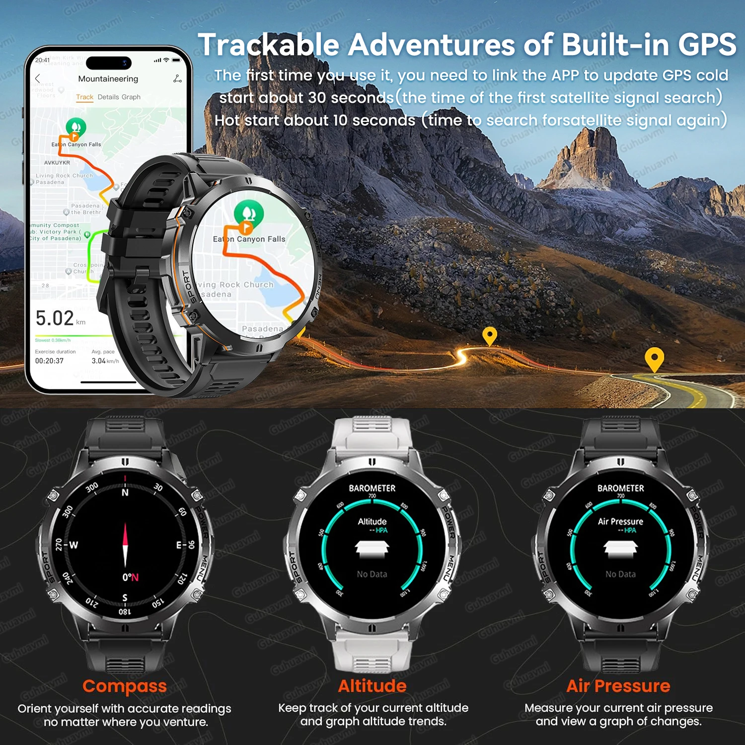 New T-Rex 3 Men Swim 1000mAh Battery Smart Watch IP69K&10ATM Waterproof GPS Compass Altimeter Call AMOLED Outdoors Sport Watches