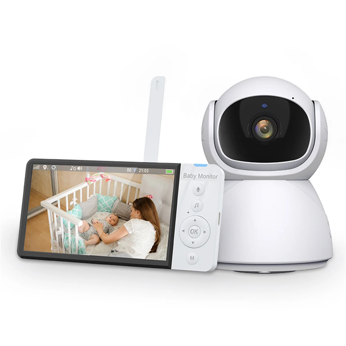 

Baby Monitor 5Inch IPS Screen 720p Wireless PTZ Intercom Cry Detection Mom Feeding Plan BabySitter Nanny Camera Take Photo&Video