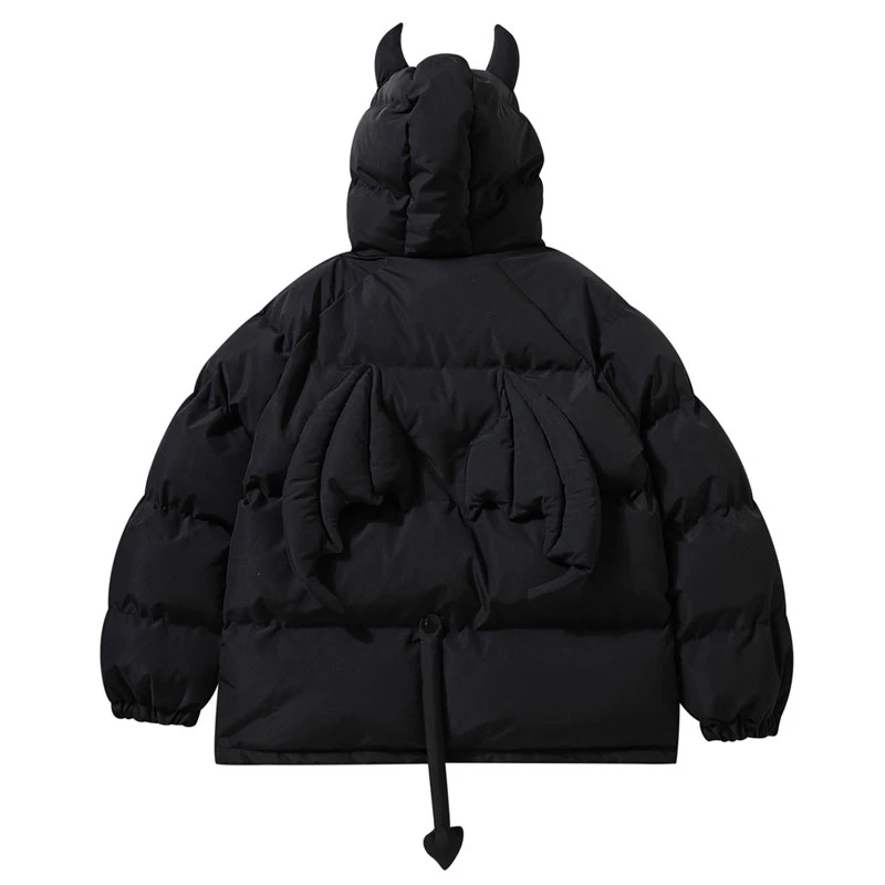 Aelfric Eden 2024 Winter Jacket Hooded Parkas with Bag Devil Horn Thick Warm Bubble Padded Coats Harajuku Casual Puffer Jackets