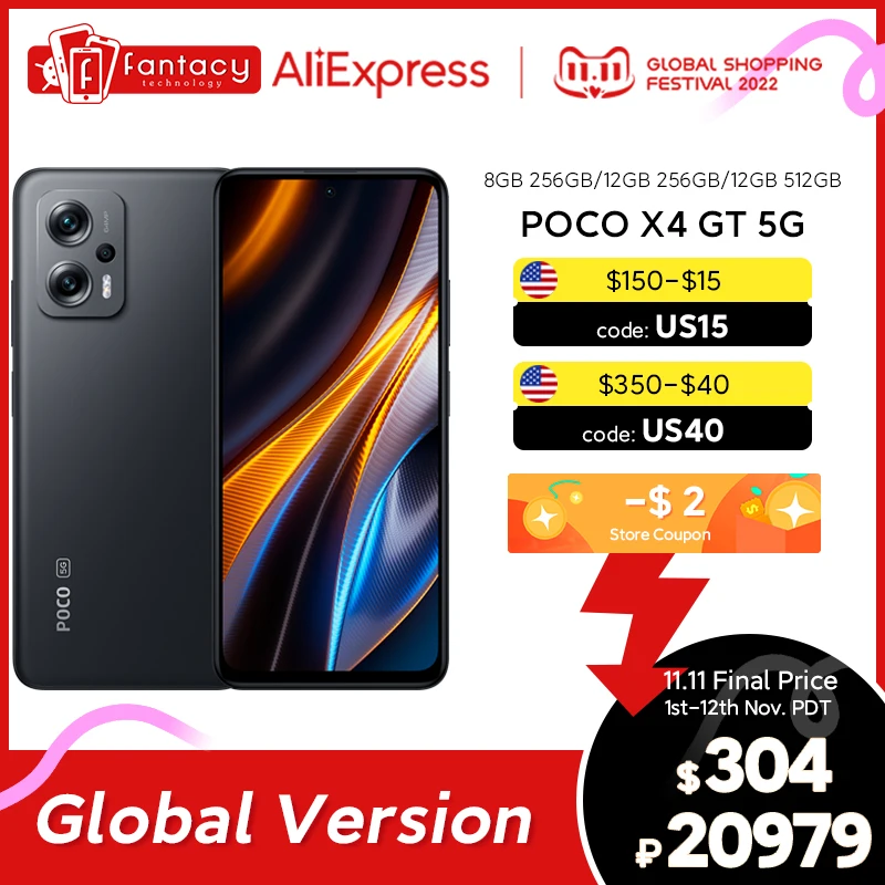  POCO X4 GT 5G 128GB/256GB Dimensity 8100 144Hz 6.6\" DotDisplay 64MP Triple Camera 67W Charging NFC Mobile Phone 